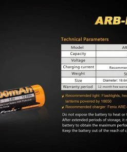 Fenix Lights FENIX ARB-L18 3500 18650 LI-ION RECHARGEABLE BATTERY