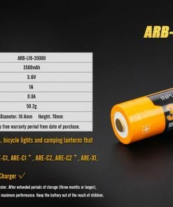 Fenix Lights Fenix ARB-L18 3500U 18650 Li-ion Build-In USB Charging Port Rechargeable Battery