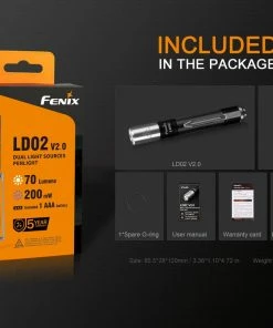 FENIX LD02V2.0 70 LUMENS PENLIGHT WITH UV LIGHT Flashlights