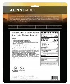 Backpacking Meals AlpineAire Mexican Style Grilled Chicken Bowl (GF)