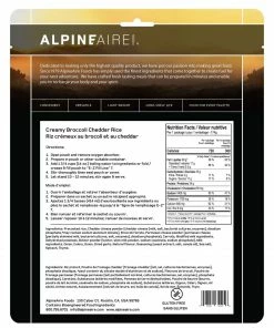 Backpacking Meals AlpineAire Creamy Broccoli Cheddar Rice