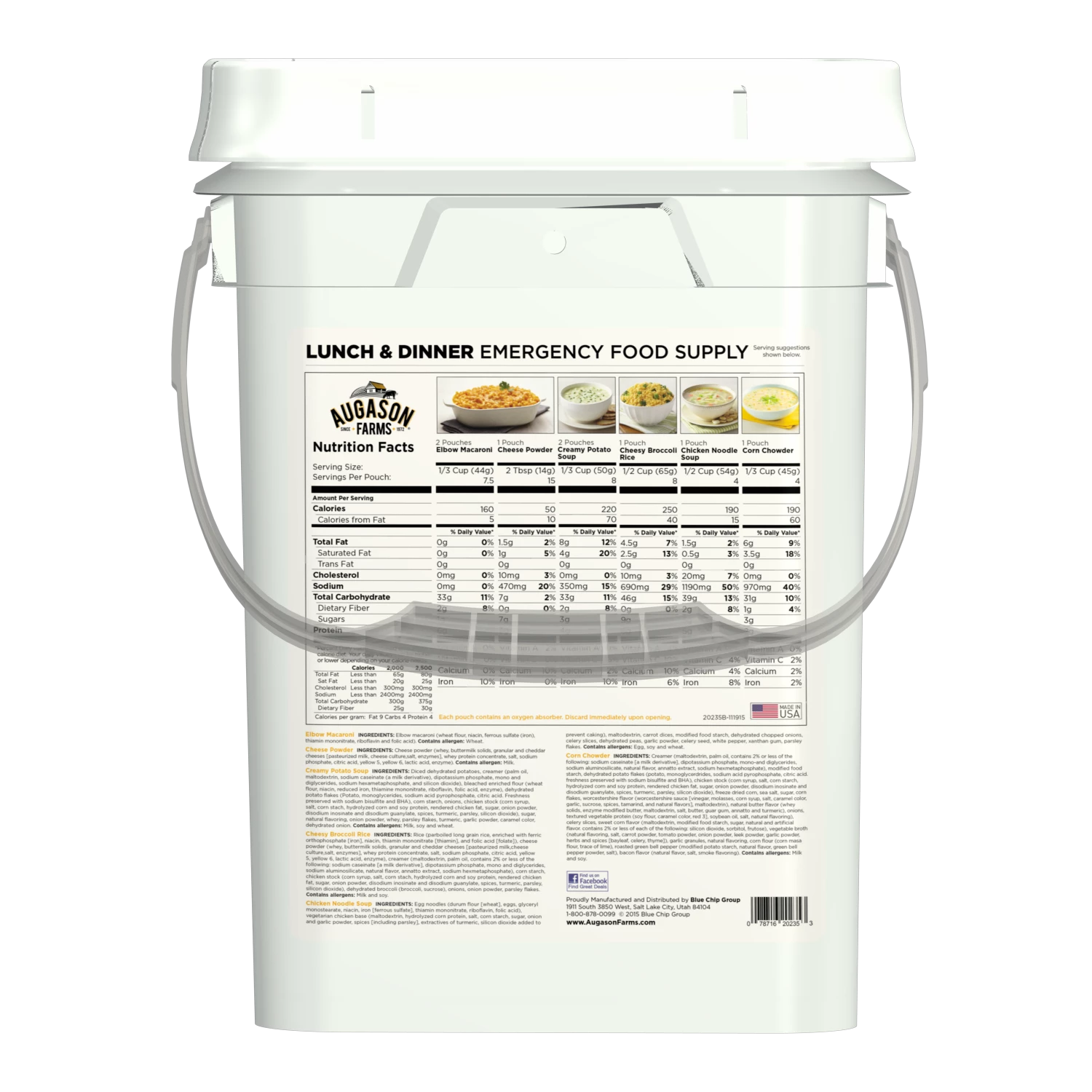 Augason Farms Emergency Food Supply Lunch & Dinner Pail 2 Augason Farms Emergency Food Supply Lunch & Dinner Pail