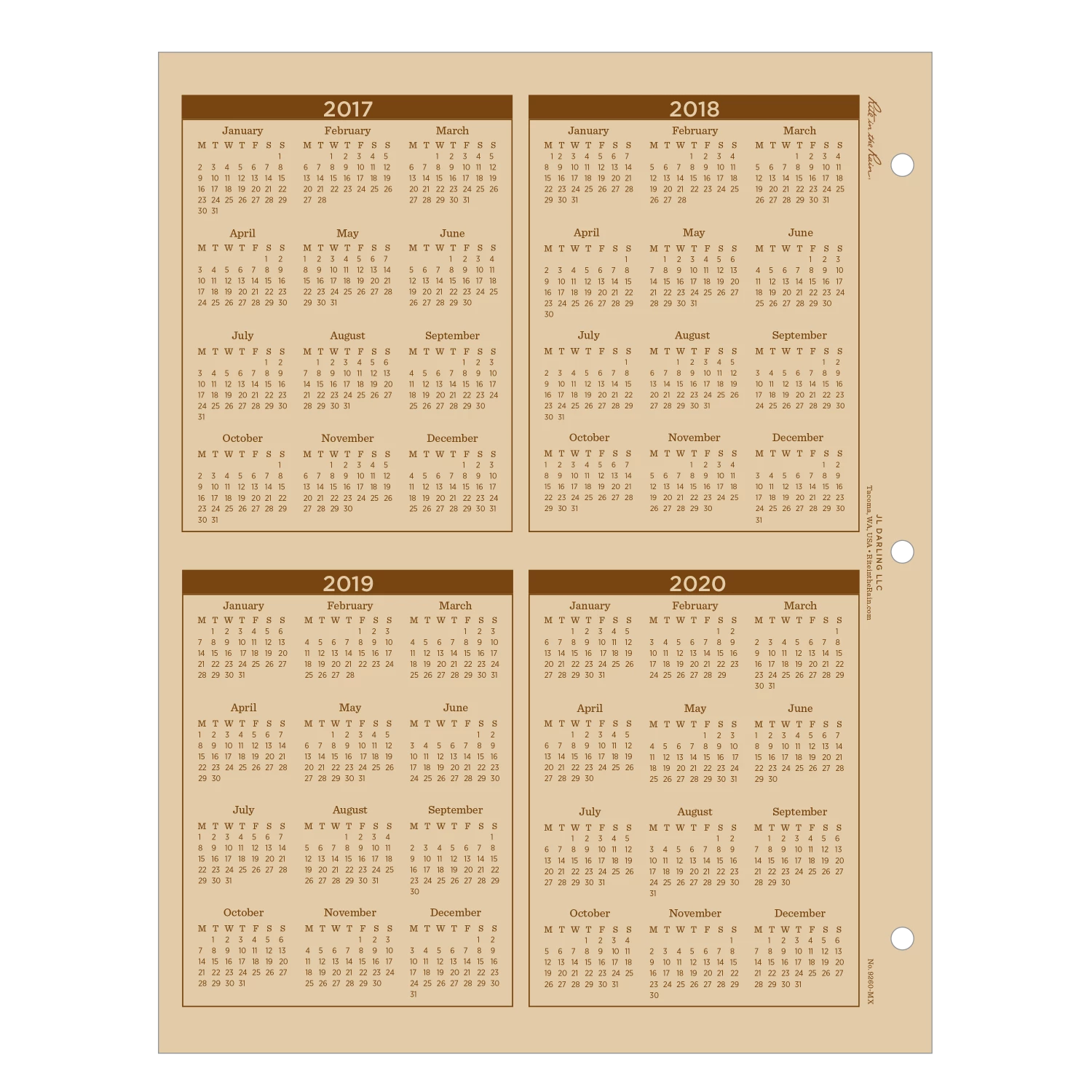 Rite In The Rain Weatherproof Daily Calendar Set 8.5 In. X 11 In. Waterproof Notebooks 4 Rite In The Rain Weatherproof Daily Calendar Set 8.5 In. X 11 In. Waterproof Notebooks