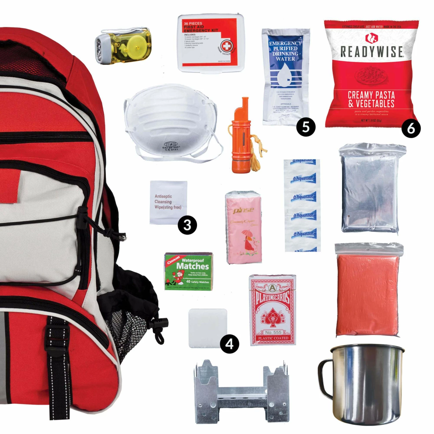 Food & Food Storage ReadyWise 64 Piece Survival Backpack- Red 1 Food & Food Storage ReadyWise 64 Piece Survival Backpack- Red