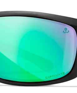Gear Wiley X Omega Sunglasses - Matte Black Frame With Captivate Polarized Green Mirror (Copper Base)