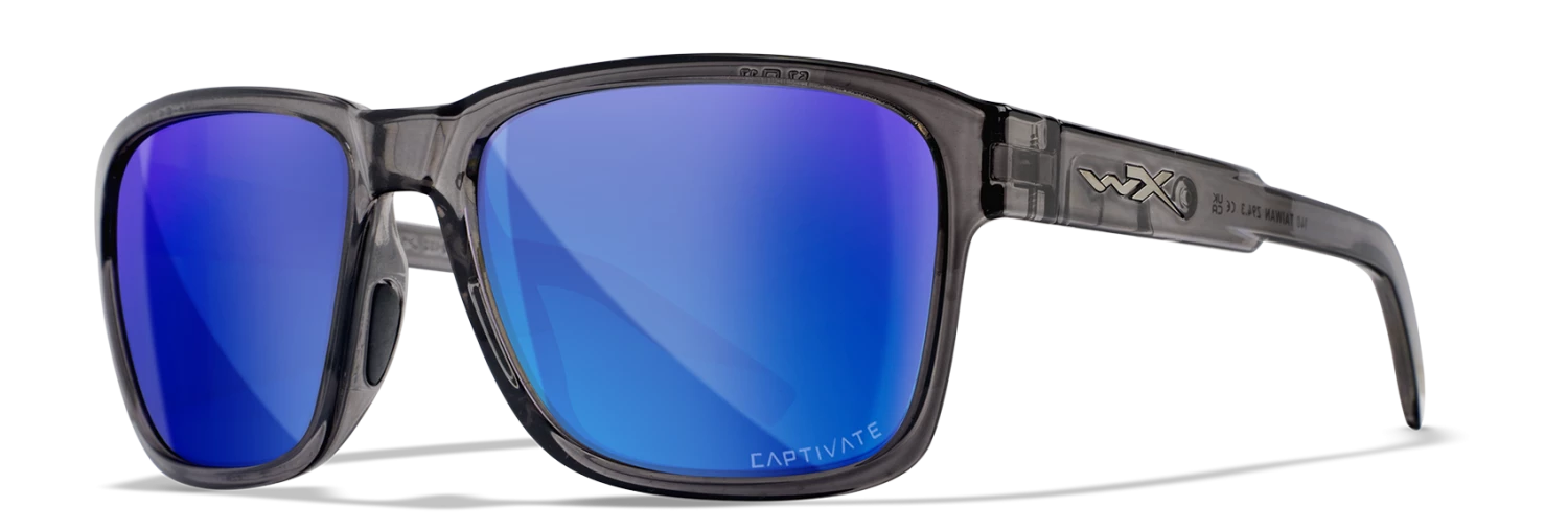 Wiley X Trek Sunglasses - Gloss Crystal Dark Grey Frame With Captivate Polarized Blue Mirror Lenses Gear 1 Wiley X Trek Sunglasses - Gloss Crystal Dark Grey Frame With Captivate Polarized Blue Mirror Lenses Gear